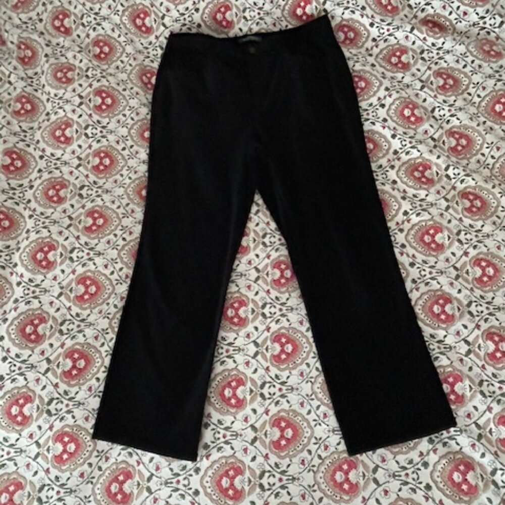 Ralph Lauren Black Velvet Wide Leg Pants Size 12